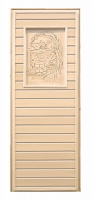 Дверь глухая липа с рисунком (коробка хвоя, листва) 1900х700