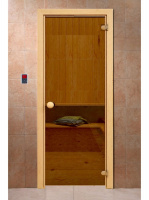Дверь Бронза круглая ручка защелка 190х70, 6мм, 2 петли (коробка хвоя) DoorWood